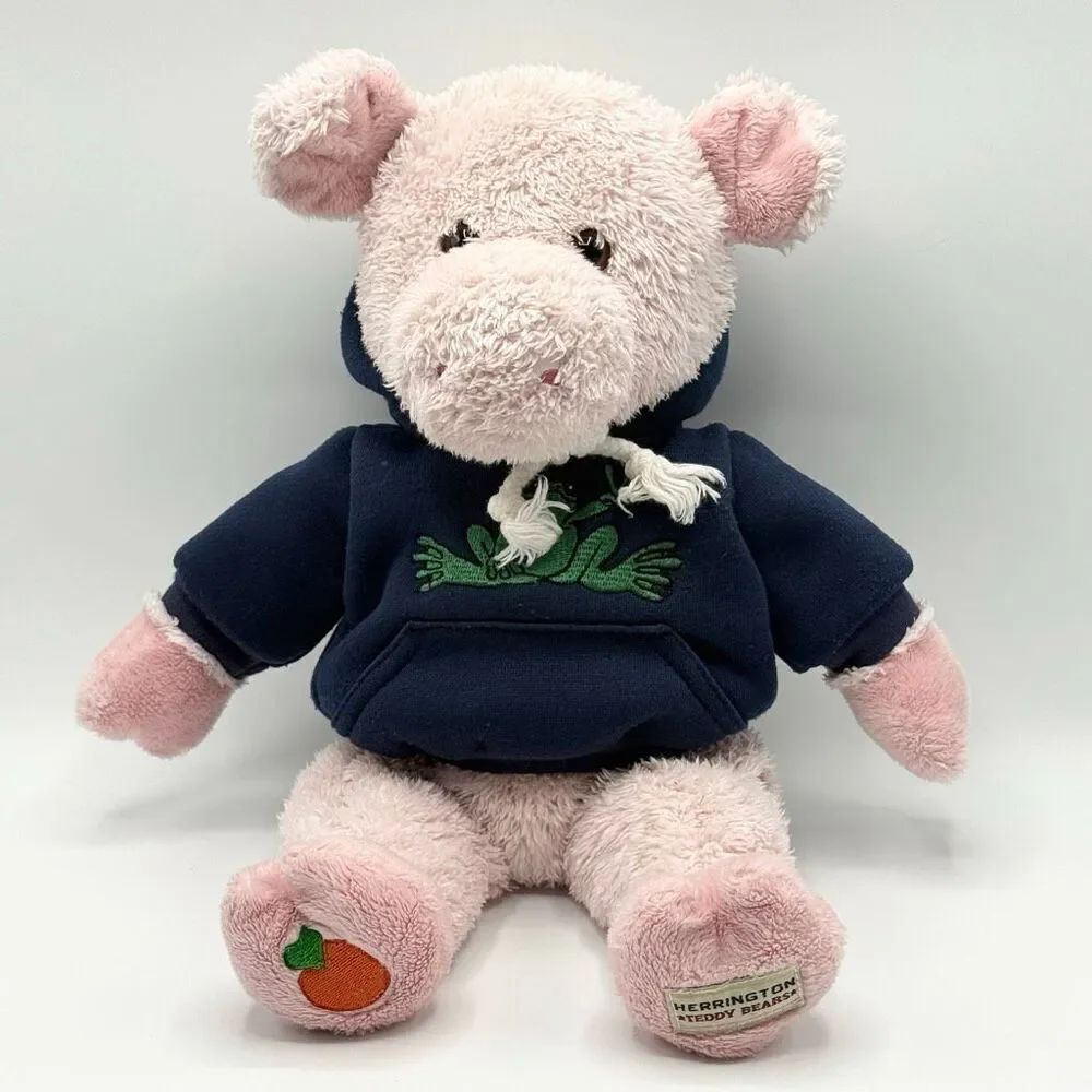Herrington Bears 2008 Plush Pig With Peace Frog Hoodie Limited Edition 15”